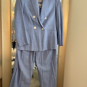 Zara Light Blue Double-Breasted Suit Set